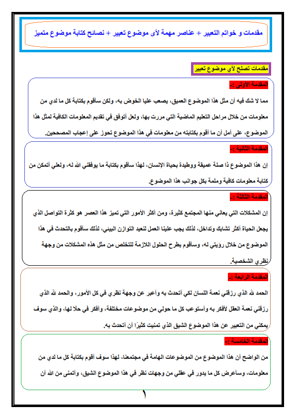 مقدمة انشاء عامة - معرفه طريقه كتابه مقدمة بالصور 13048