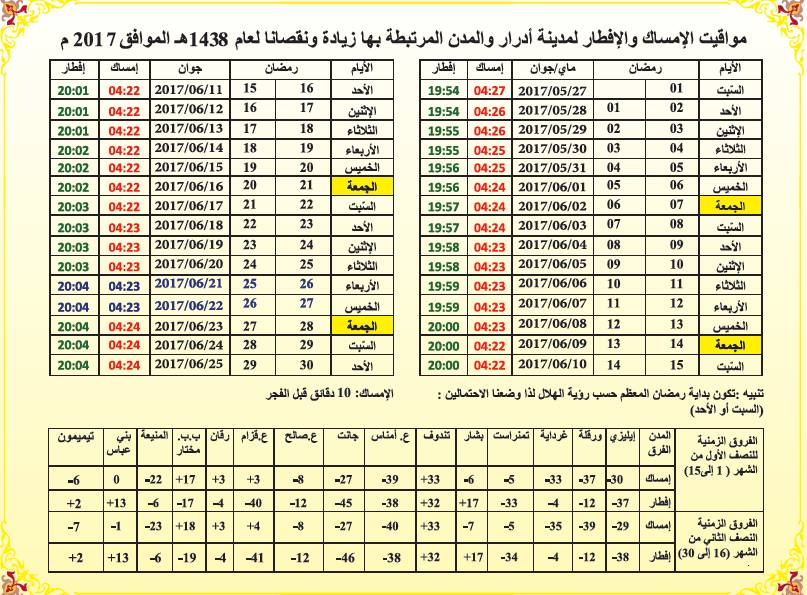 مواقيت الافطار رمضان 2024 , امساكية شهر رمضان